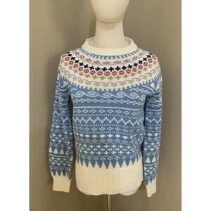 Vintage Acrylic Fibre‎ Baby Blue Icelandic Knit Sweater 100% Virgin Large